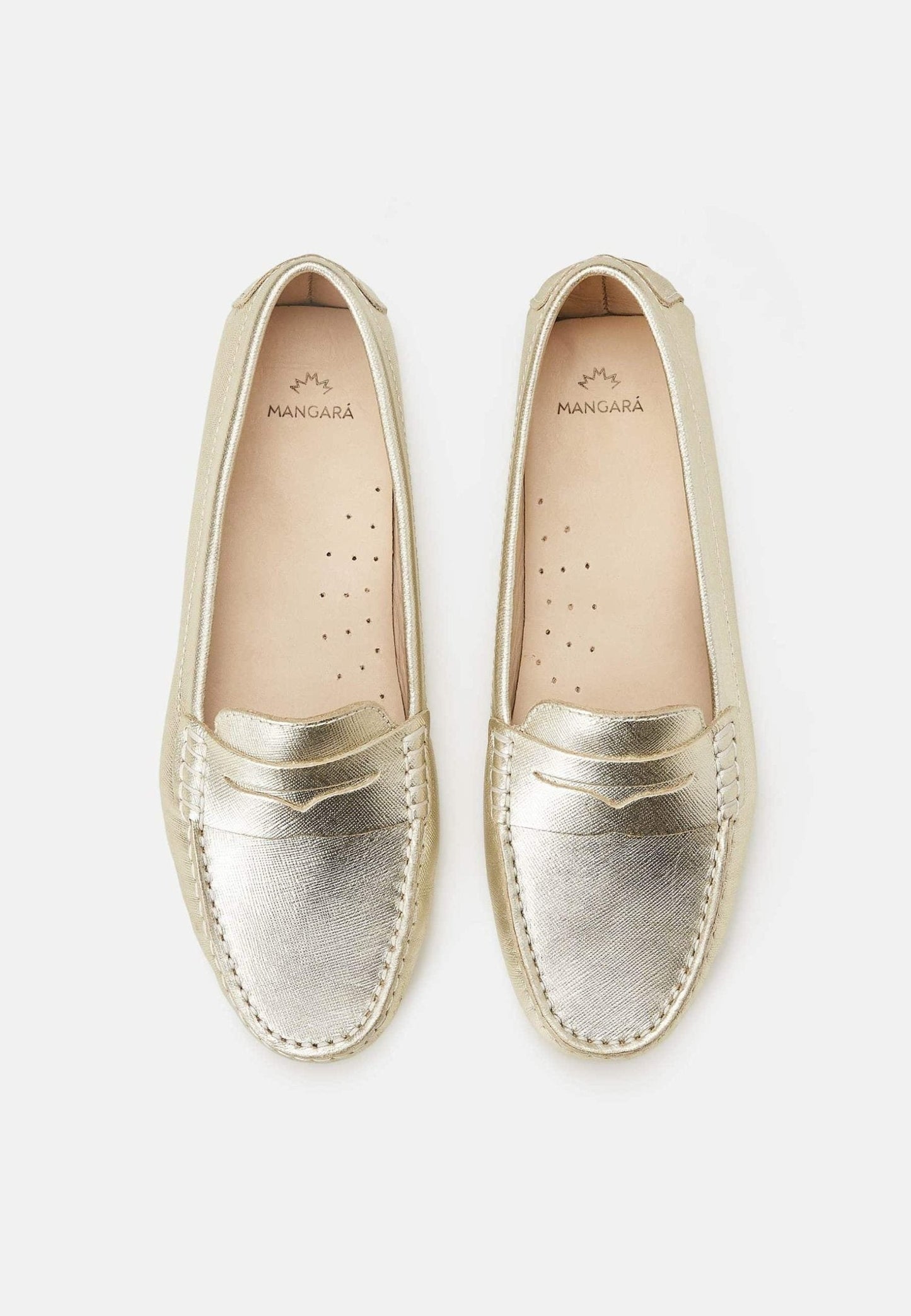 Mangará Atelier Gold Calf Leather Penny Loafers - Women’s Classic Driving Shoes