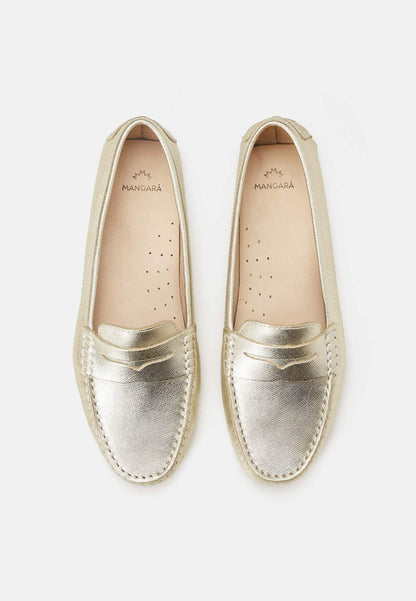 Mangará Atelier Gold Calf Leather Penny Loafers - Women’s Classic Driving Shoes