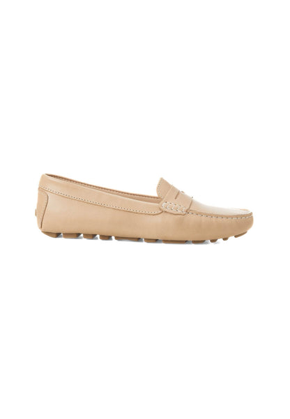 Mangará Atelier Beige Calf Leather Penny Loafers – Women’s Classic Driving Shoes