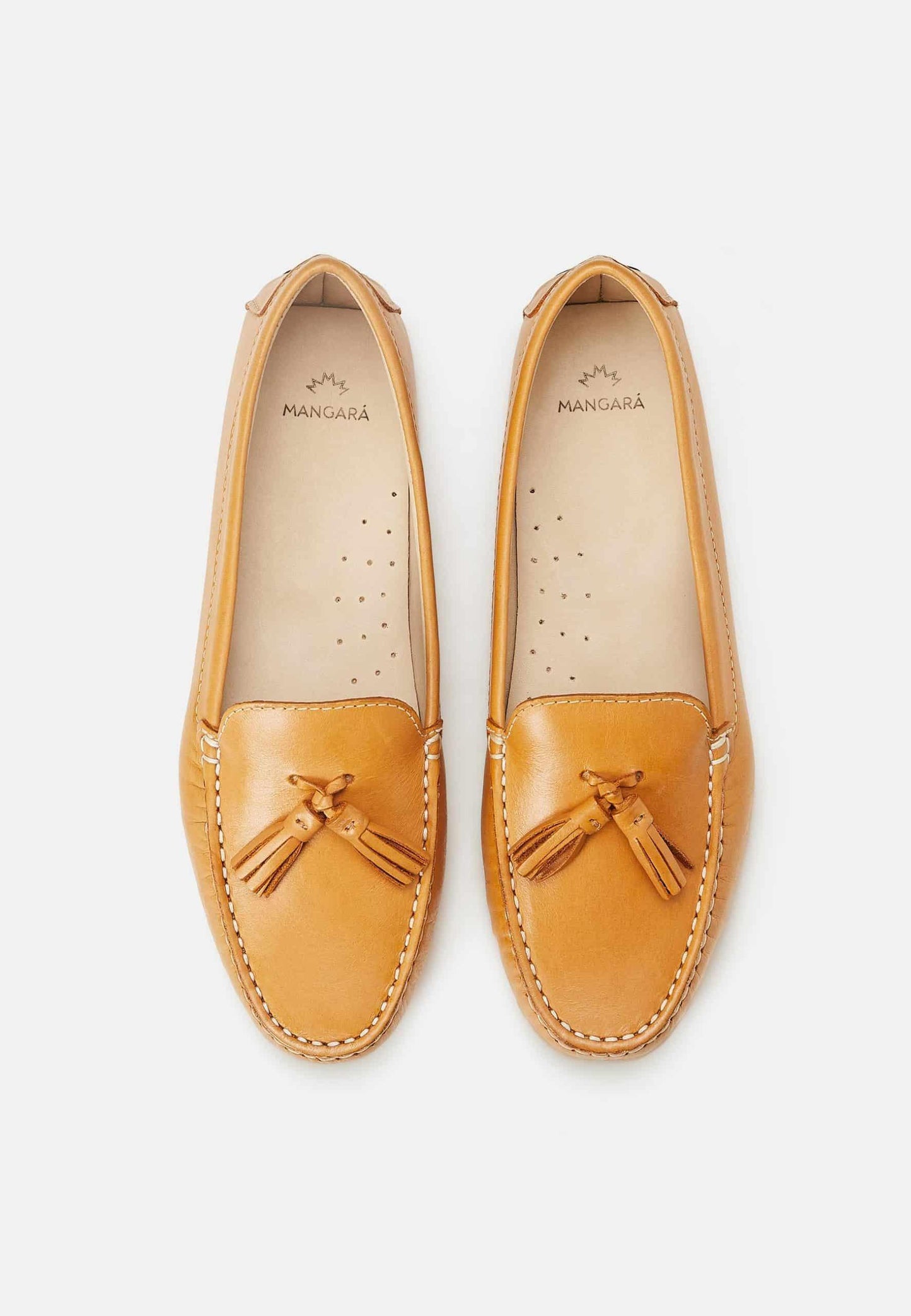 Mangará Atelier Brown Calf Leather Loafers – Women’s Driving Moccasins with Tassel Detail