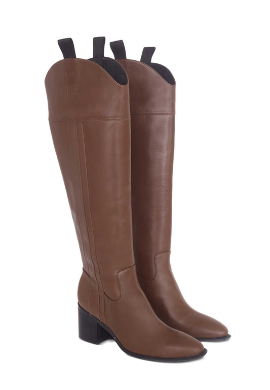 Mangará Atelier Brown Calf Leather Knee-High Boots