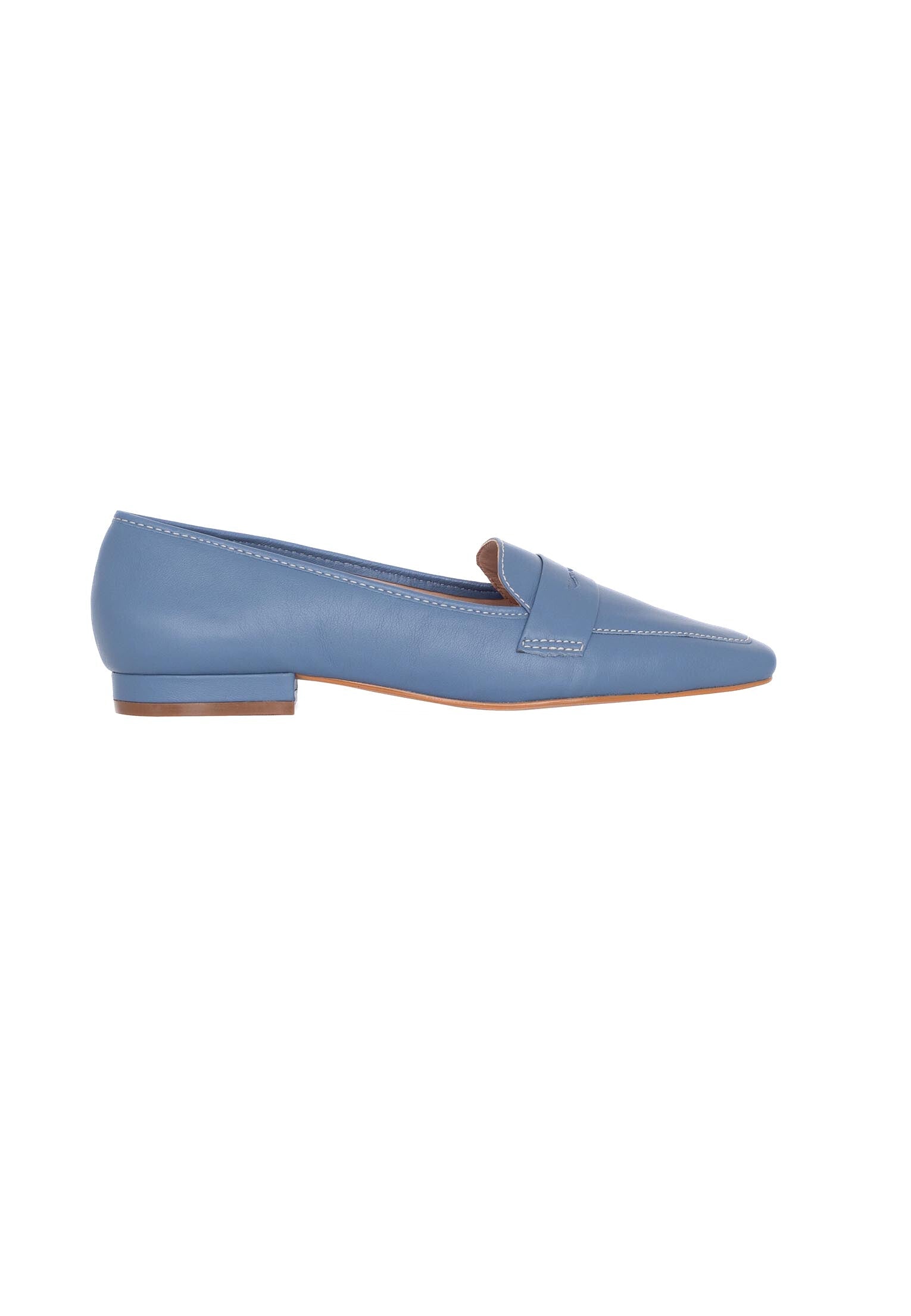 Mangará Atelier Blue Leather Flats Cipó – Women’s Square-Toe Loafers