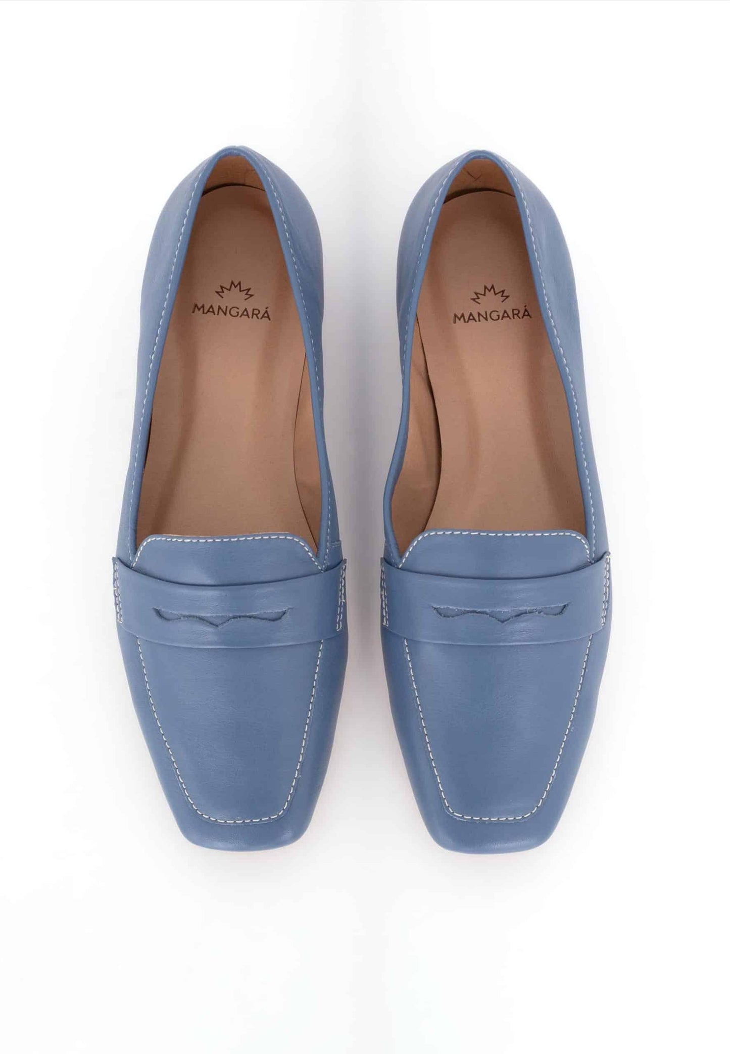 Mangará Atelier Blue Leather Flats Cipó – Women’s Square-Toe Loafers