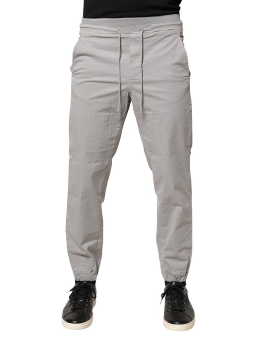 Dondup Light Gray Cotton Mid Waist Skinny Men Jogger Trouser Pants
