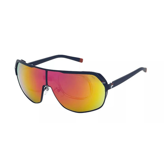 Fila Men's Sunglasses – Blue Metal Frame, Mirrored Lenses