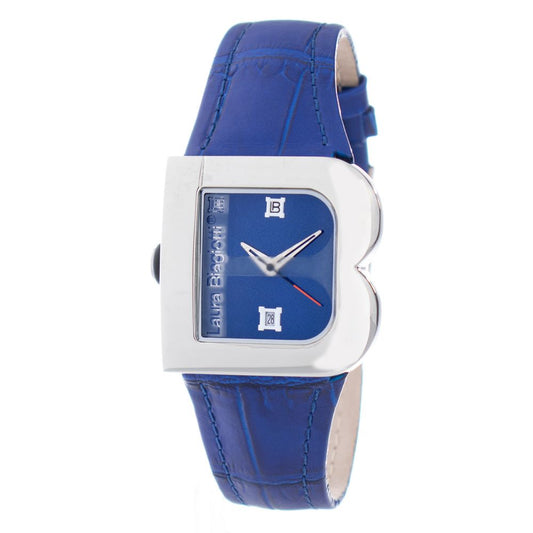 Laura Biagiotti Blue Leather & Silver Dress Watch