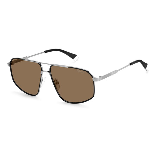 Polaroid Men’s Bicolor Sunglasses – Gray Black Metal Frame, Polarized Lenses