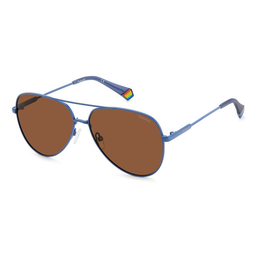 Polaroid Unisex Sunglasses – Blue Stainless Steel Frame, Polarized Copper Lenses