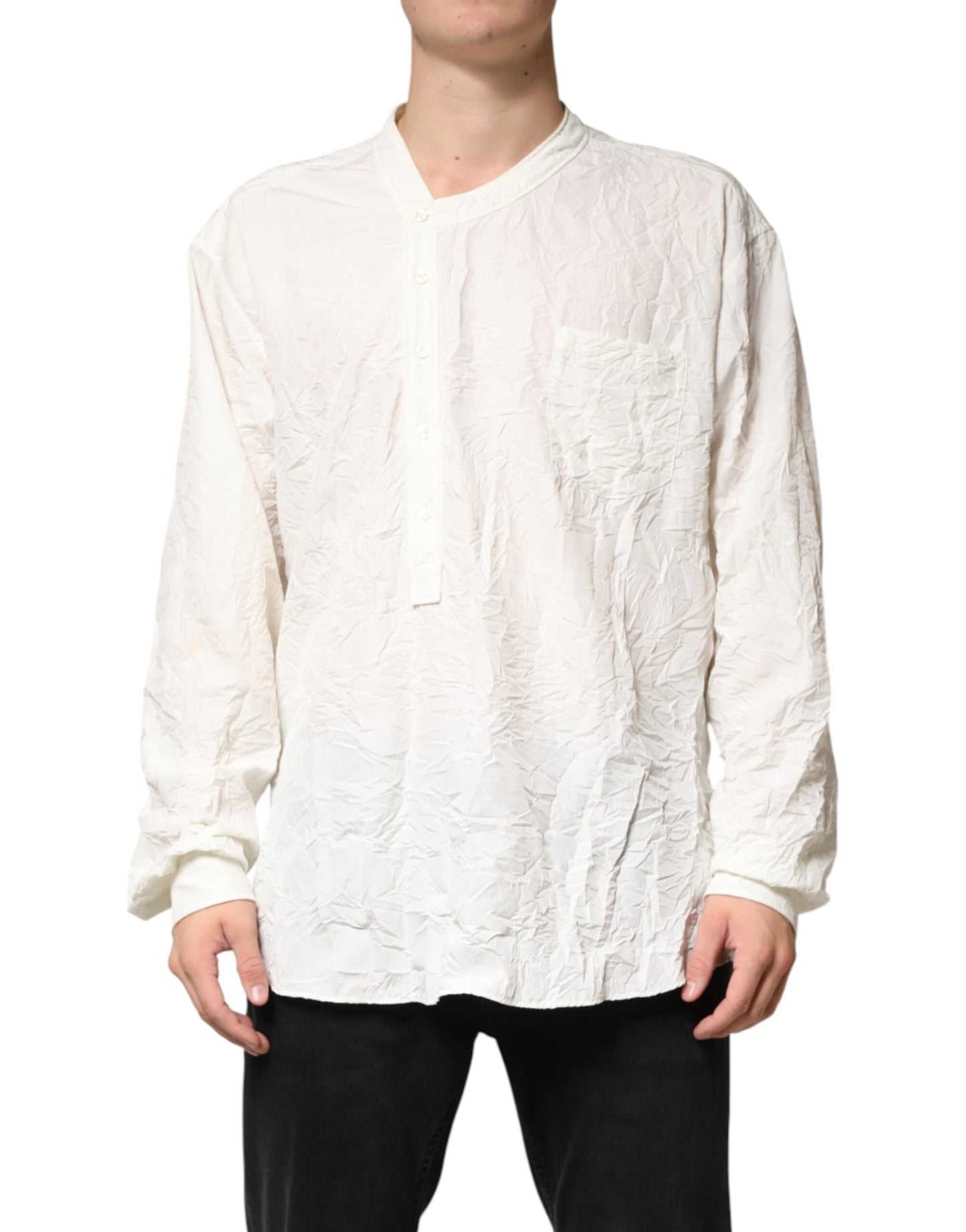 Dolce & Gabbana White Cotton Long Sleeve Shirt for Men