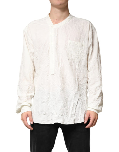 Dolce & Gabbana White Cotton Long Sleeve Shirt for Men