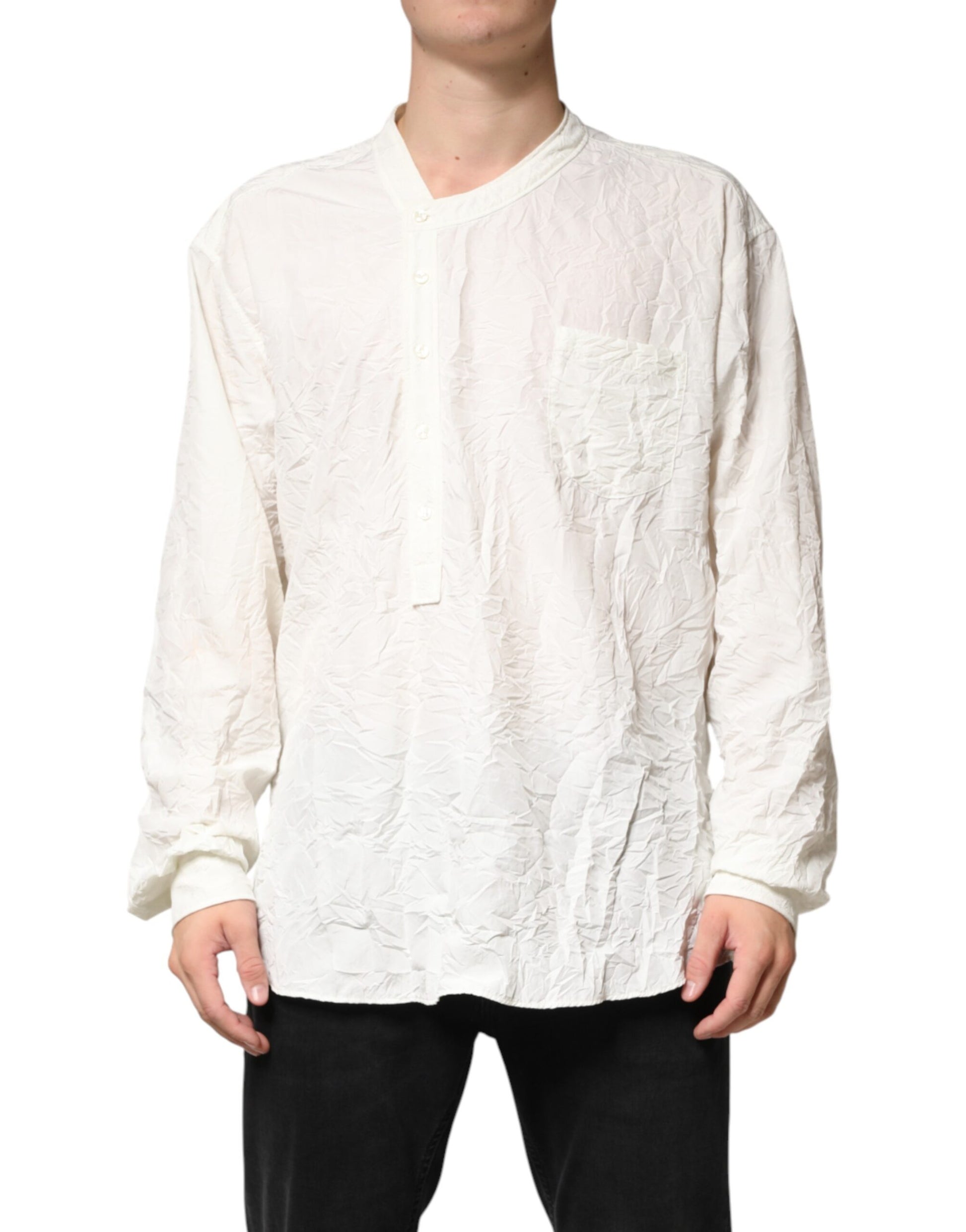 Dolce & Gabbana White Cotton Long Sleeve Shirt for Men