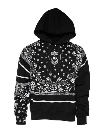 Dolce & Gabbana Black Bandana Hooded Men Sweatshirt Sweater
