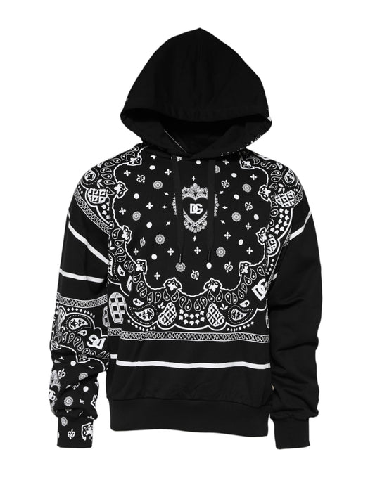 Dolce & Gabbana Black Bandana Hooded Men Sweatshirt Sweater