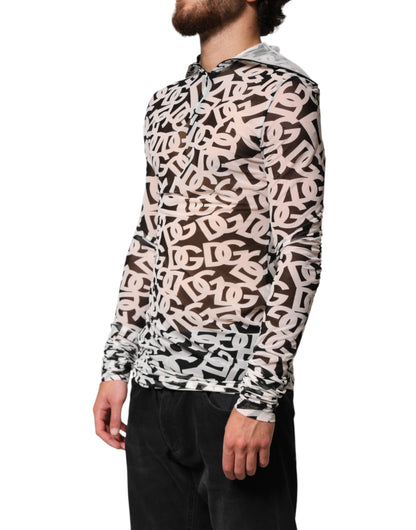 Dolce & Gabbana White DG Logo Long Sleeves Turtleneck Top for Men