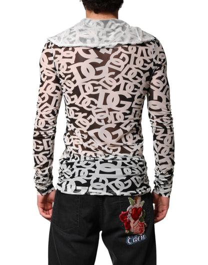 Dolce & Gabbana White DG Logo Long Sleeves Turtleneck Top for Men