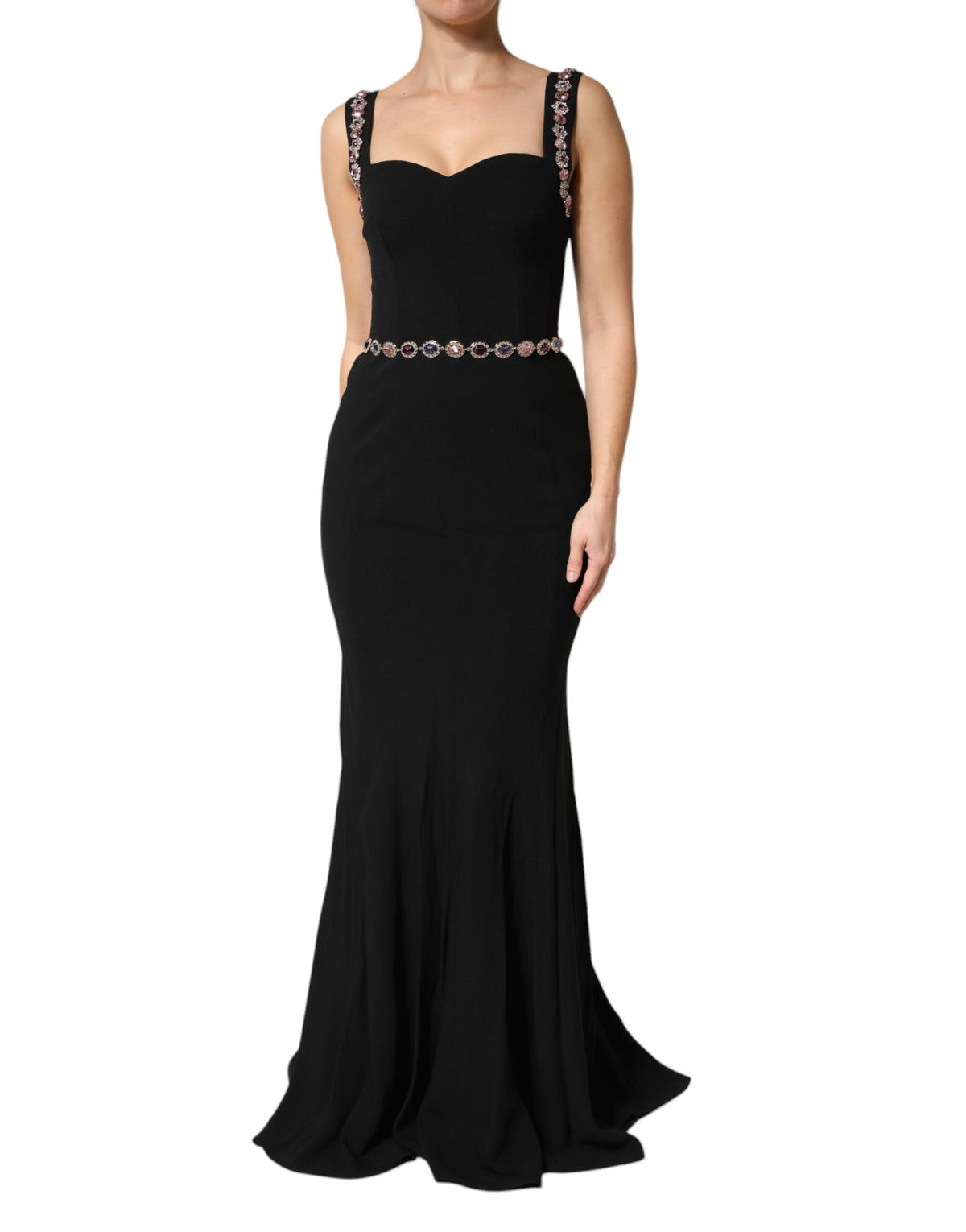 Dolce & Gabbana Black Embellished Sheath Mermaid Gown Dress