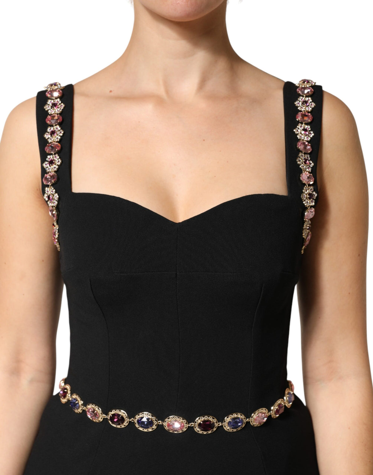 Dolce & Gabbana Black Embellished Sheath Mermaid Gown Dress