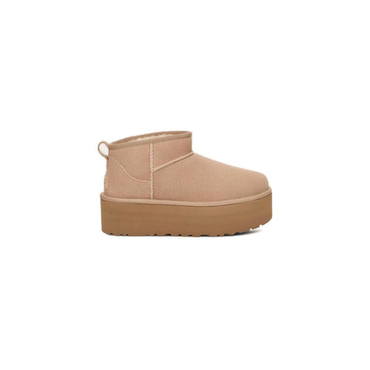 UGG Classic Ultra Mini Platform 1135092 Beige Suede Leather Ankle Boots