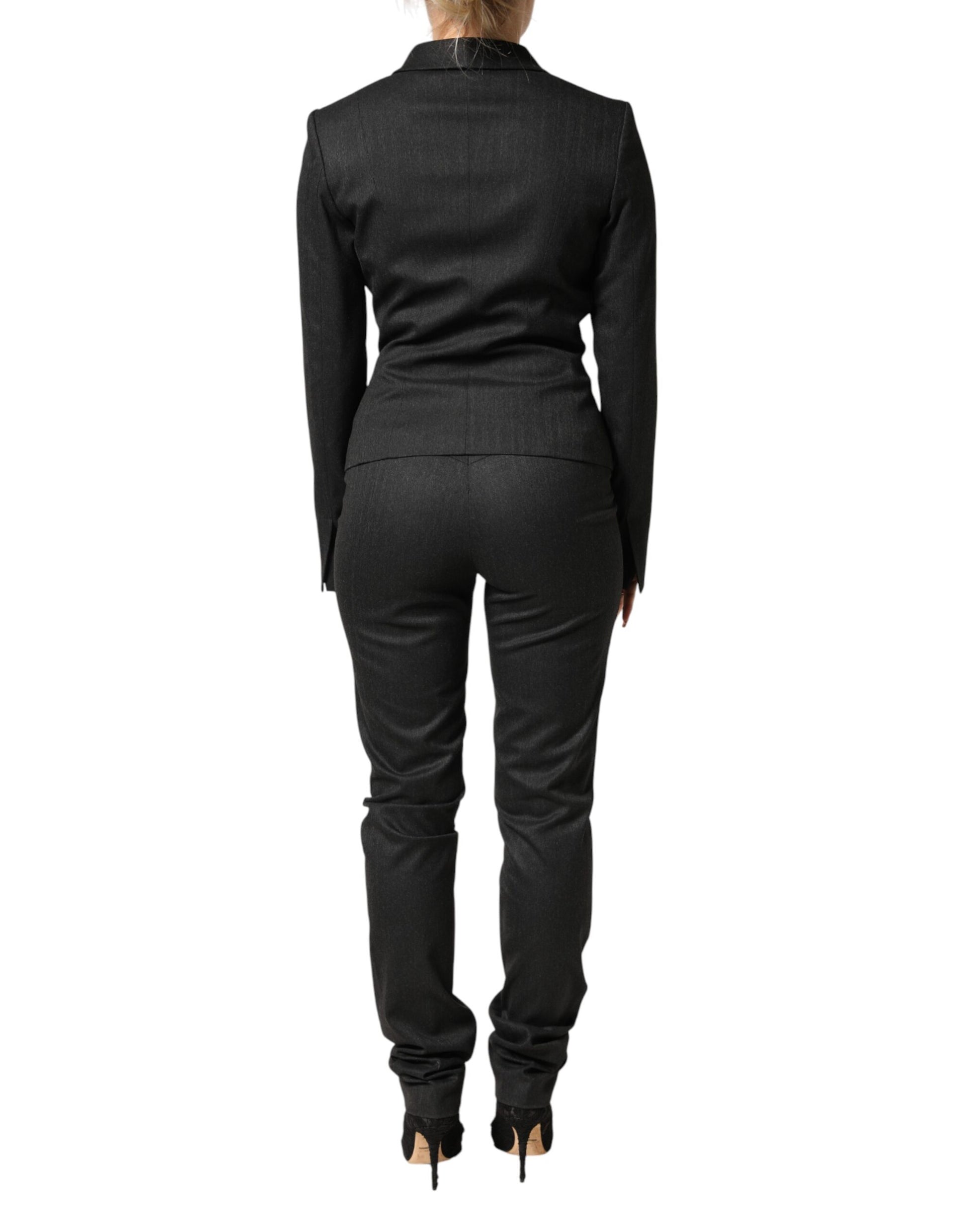 Exte Black Double Breasted Pants Blazer Jacket 2 Piece Suit