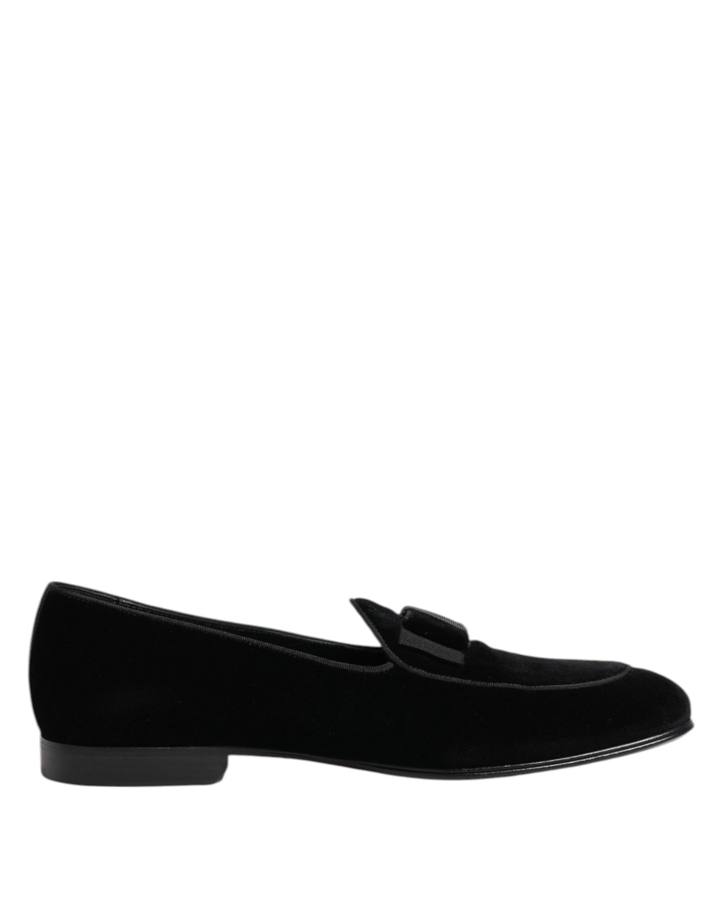 Dolce & Gabbana Black Velvet Slip On Loafers Formal Men Shoes