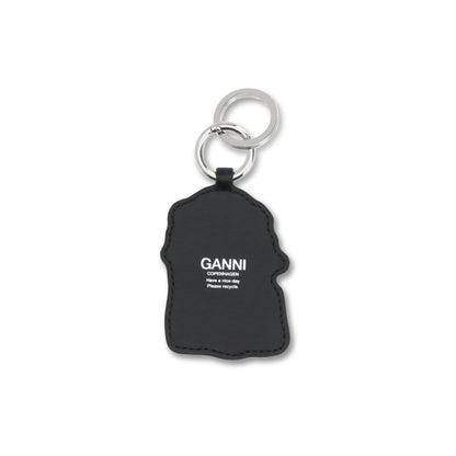 Ganni White Recycled Leather Keychain - Poodle Key Ring