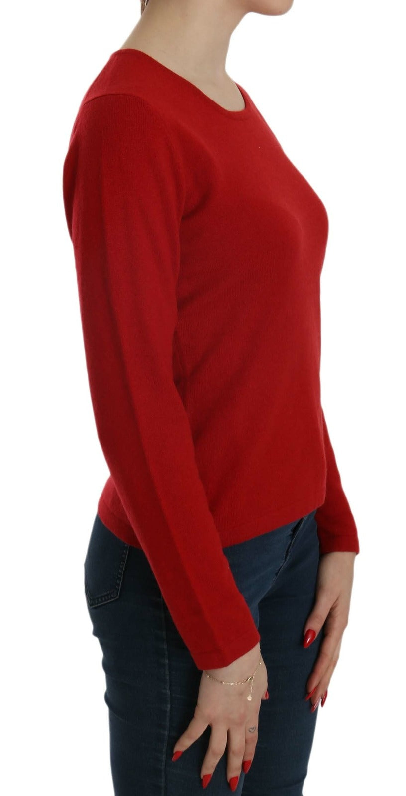 MILA SCHÖN Cashmere Red Round Neck Pullover Top Sweater