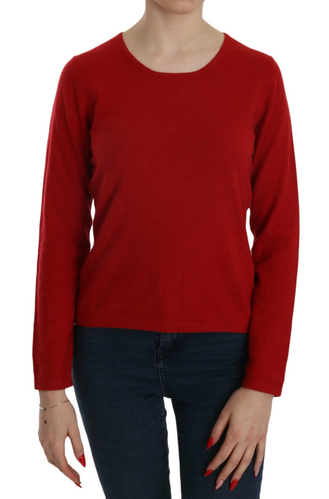 MILA SCHÖN Cashmere Red Round Neck Pullover Top Sweater