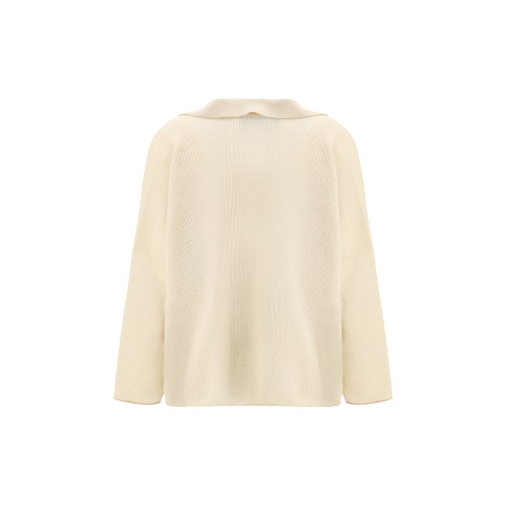 Alanui Beige Cashmere Sweater with Polo Collar