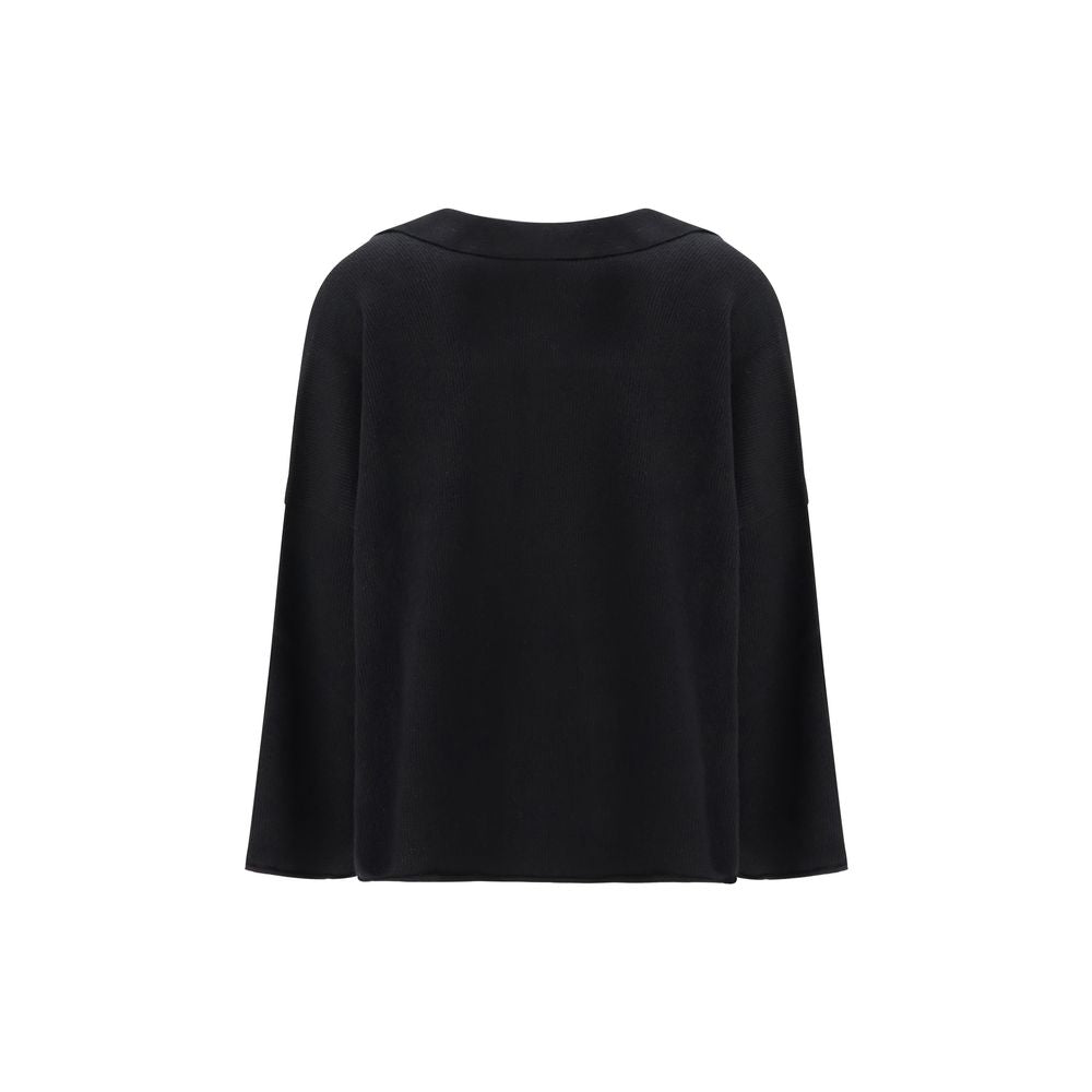 Alanui Black Cashmere Sweatshirt with Polo Collar