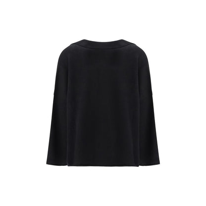 Alanui Black Cashmere Sweatshirt with Polo Collar