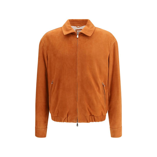 Brunello Cucinelli Brown Calf Leather Bos Taurus Jacket