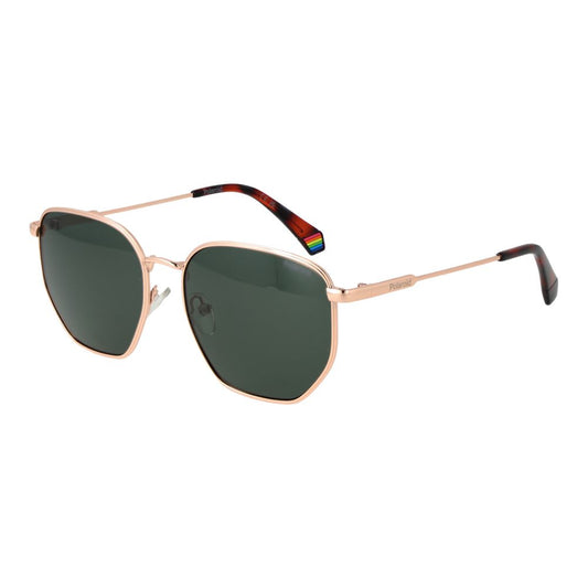Polaroid Unisex Sunglasses – Rose Gold Metal Frame, Green Lenses