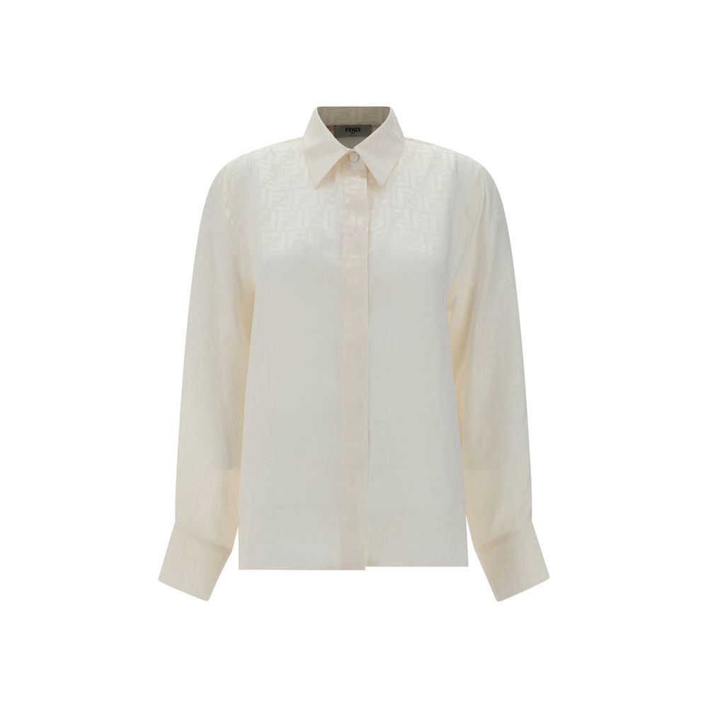 Fendi White Silk Pattern Shirt - Timeless Elegance with a Playful Twist