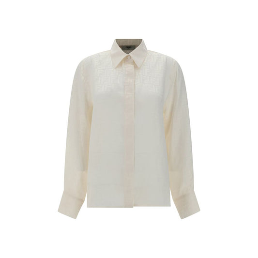 Fendi White Silk Pattern Shirt - Timeless Elegance with a Playful Twist