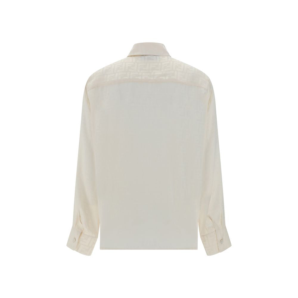 Fendi White Silk Pattern Shirt - Timeless Elegance with a Playful Twist