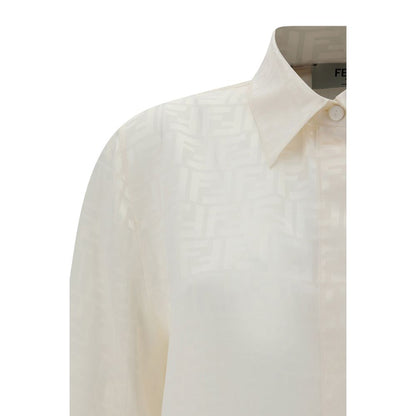 Fendi White Silk Pattern Shirt - Timeless Elegance with a Playful Twist