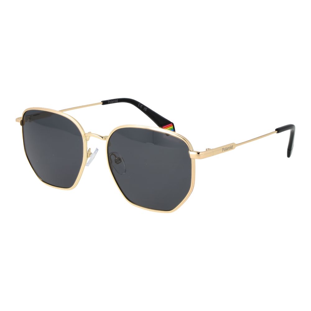 Polaroid Unisex Gold Metal Sunglasses with Grey Polarized Lenses