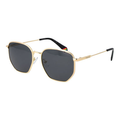 Polaroid Unisex Gold Metal Sunglasses with Grey Polarized Lenses