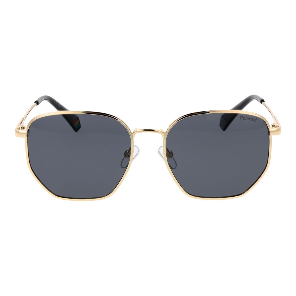 Polaroid Unisex Gold Metal Sunglasses with Grey Polarized Lenses