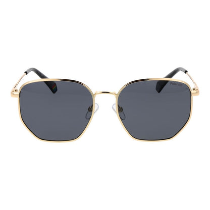 Polaroid Unisex Gold Metal Sunglasses with Grey Polarized Lenses