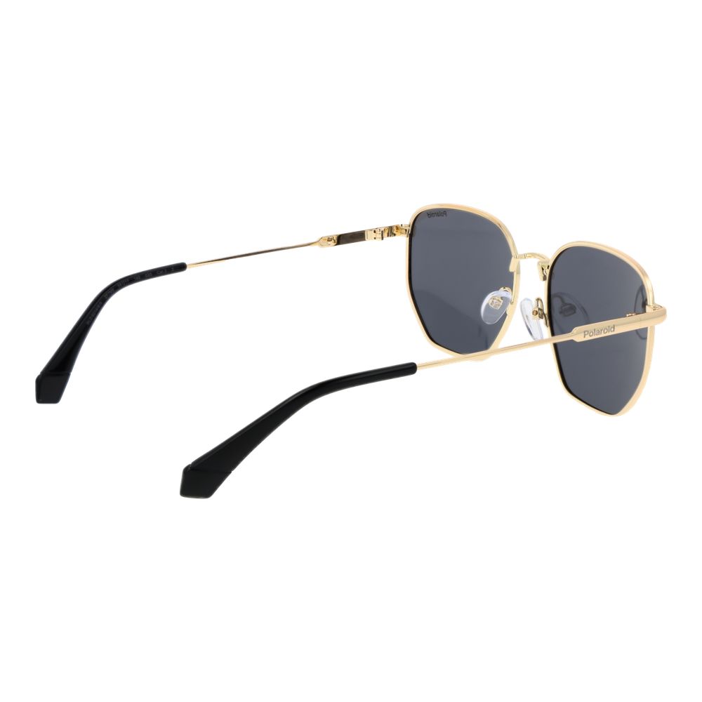 Polaroid Unisex Gold Metal Sunglasses with Grey Polarized Lenses