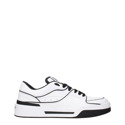 Dolce & Gabbana White & Black Leather Roma Sneakers