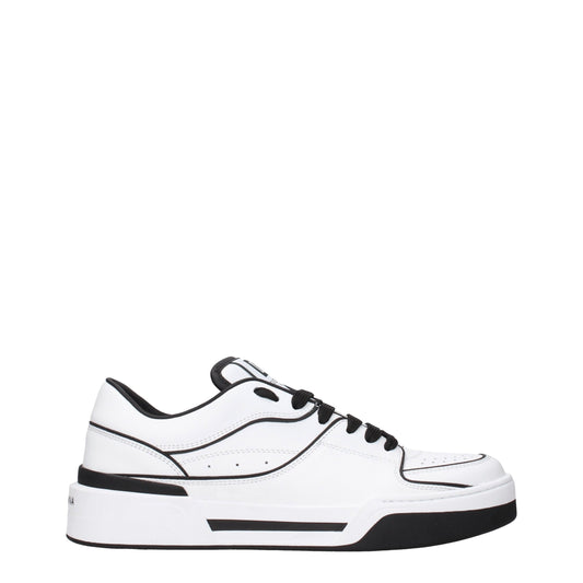 Dolce & Gabbana White & Black Leather Roma Sneakers