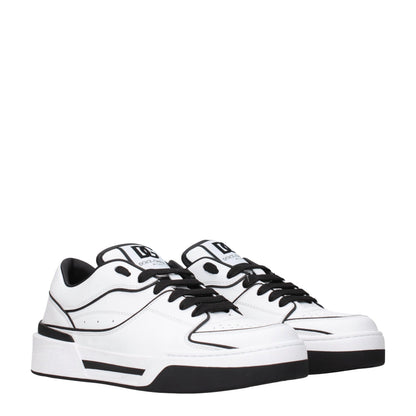 Dolce & Gabbana White & Black Leather Roma Sneakers