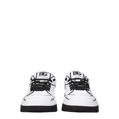 Dolce & Gabbana White & Black Leather Roma Sneakers