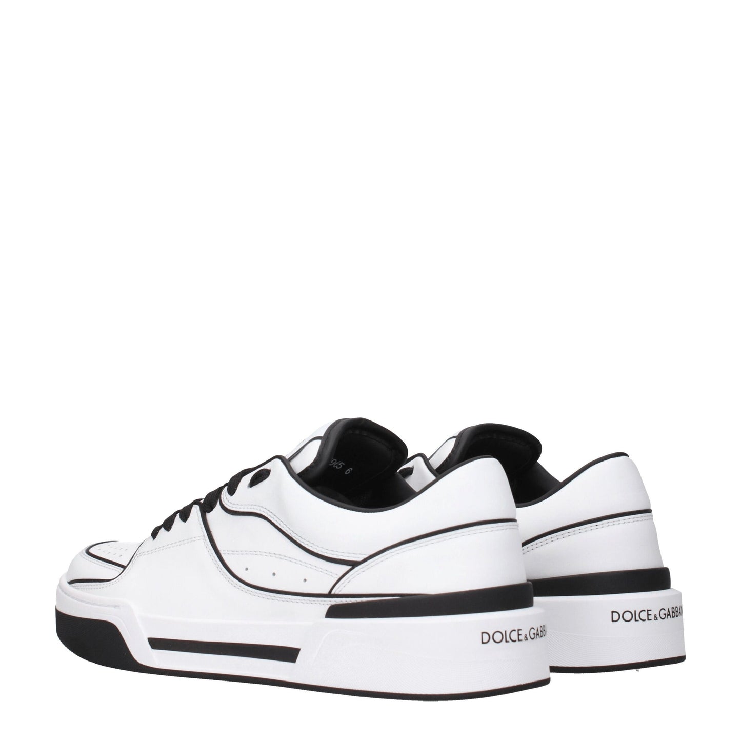 Dolce & Gabbana White & Black Leather Roma Sneakers