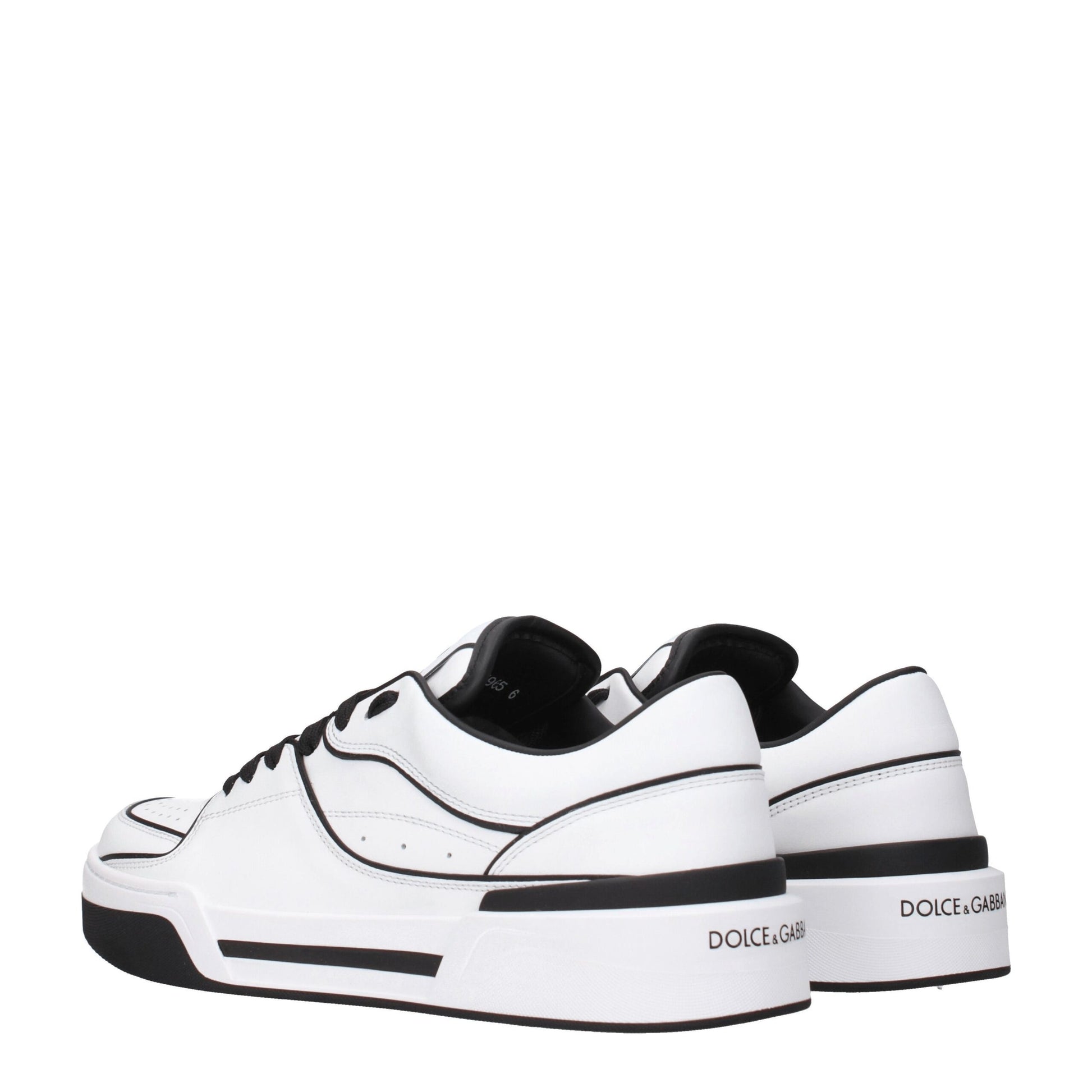 Dolce & Gabbana White & Black Leather Roma Sneakers