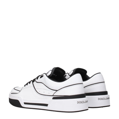 Dolce & Gabbana White & Black Leather Roma Sneakers