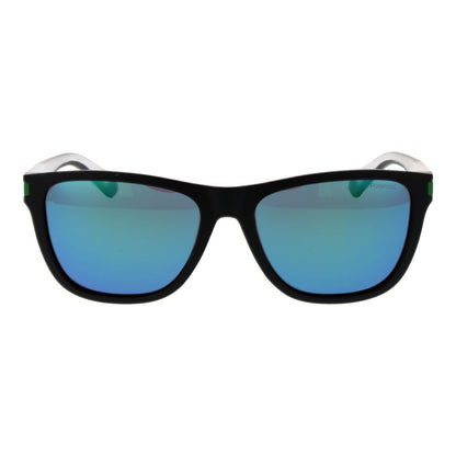 Polaroid Unisex Sunglasses – Black Rectangle Frame, Grey Mirrored Lenses