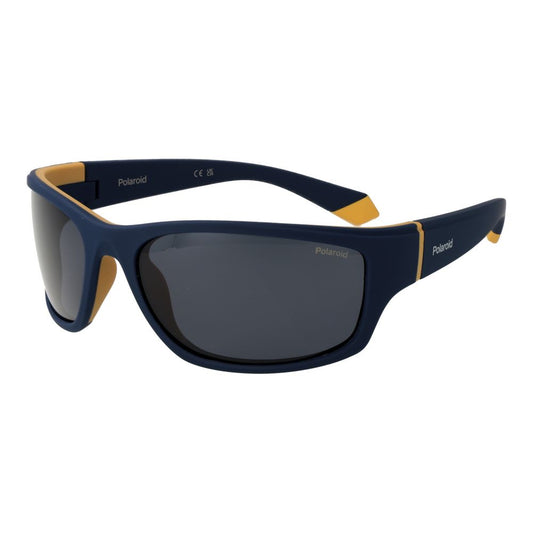 Polaroid Men’s Sunglasses – Blue Rectangle Frame, Grey Polarized Lenses
